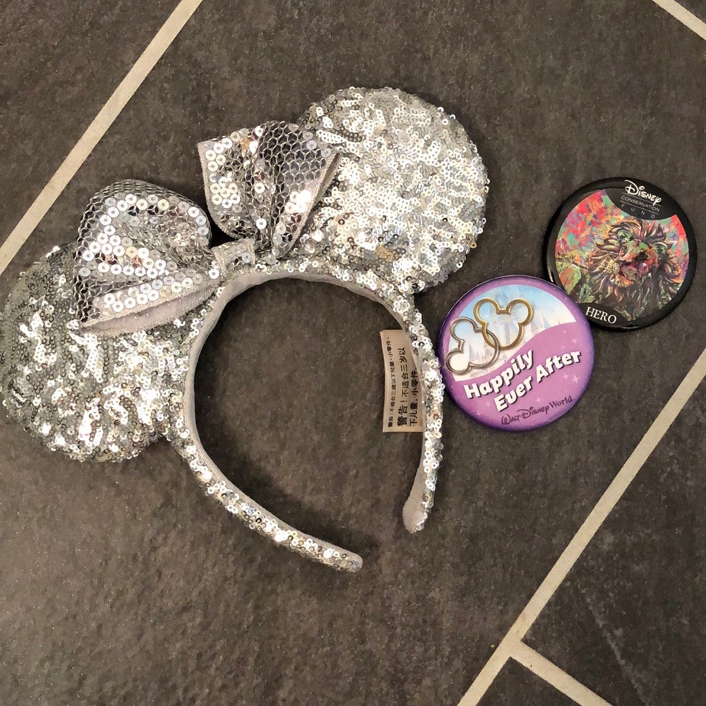 Official Disney Park Silver Sequin Ears
